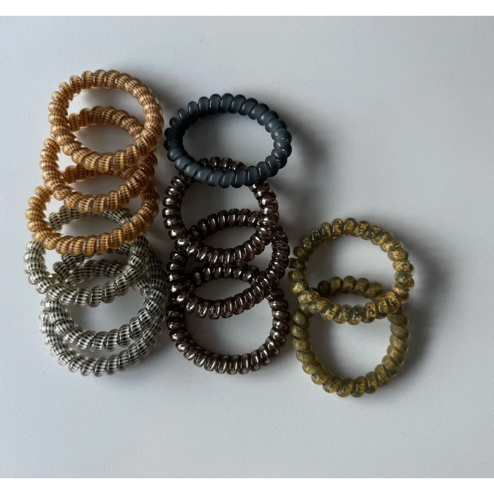 TELETIES Spiral Hair Coils Ponytail Hair Ties Combo Set Variety Colors NWOT